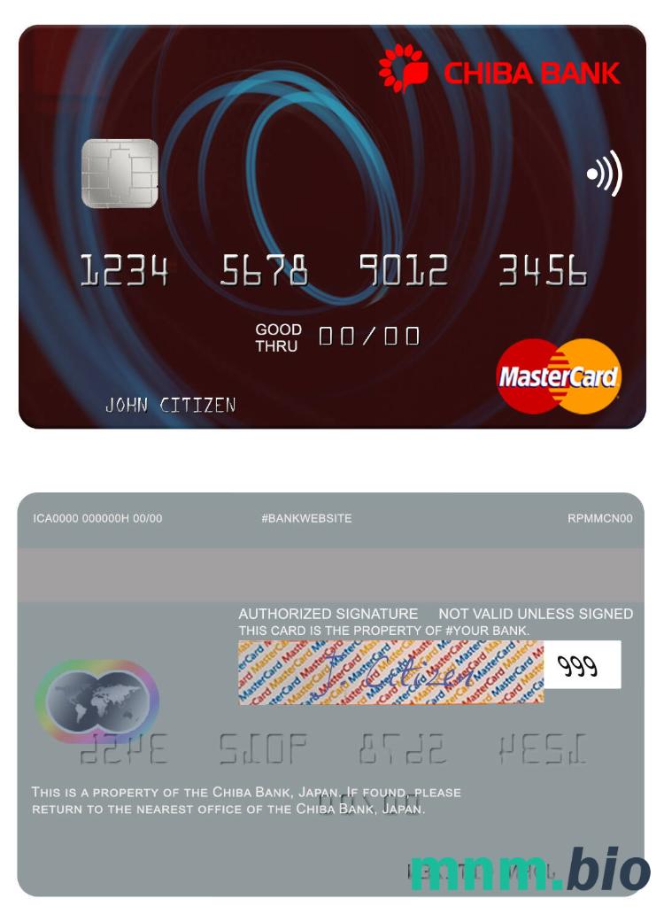 Japan Chiba Bank przykład karty mastercard w formacie PSD